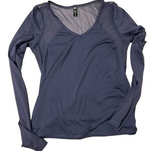 Victoria's Secret Sport Navy Blue Mesh Long Sleeve W /Thumbholes Tee Size S